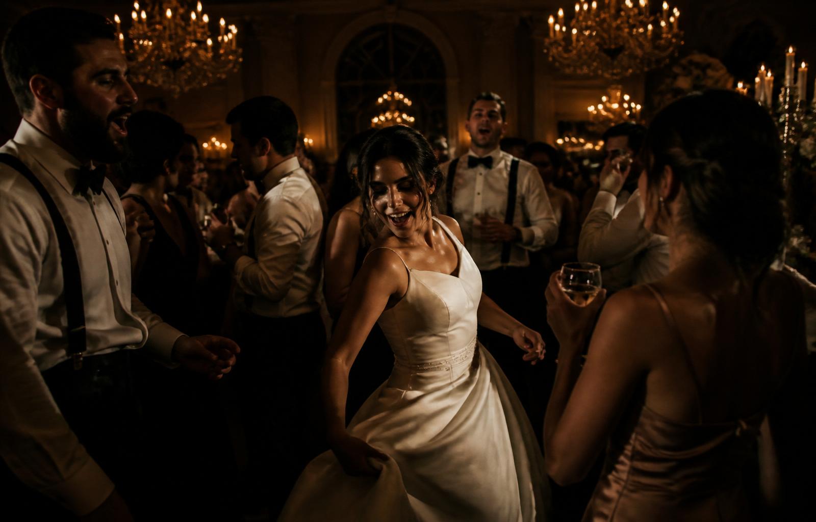 Bride dancing in a candlelit ballroom — an ACM Event Group reception